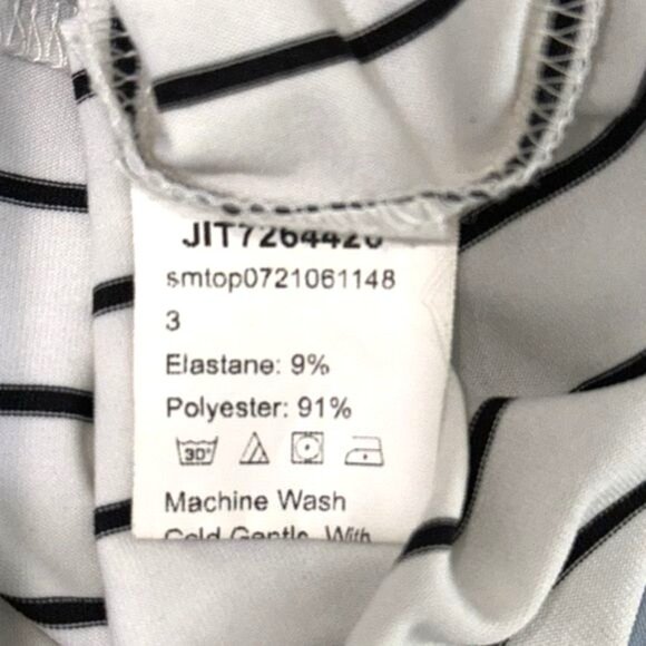 Shein Large White & Black Striped T-Shirt With Heart Embroidery - Picture 4 of 6